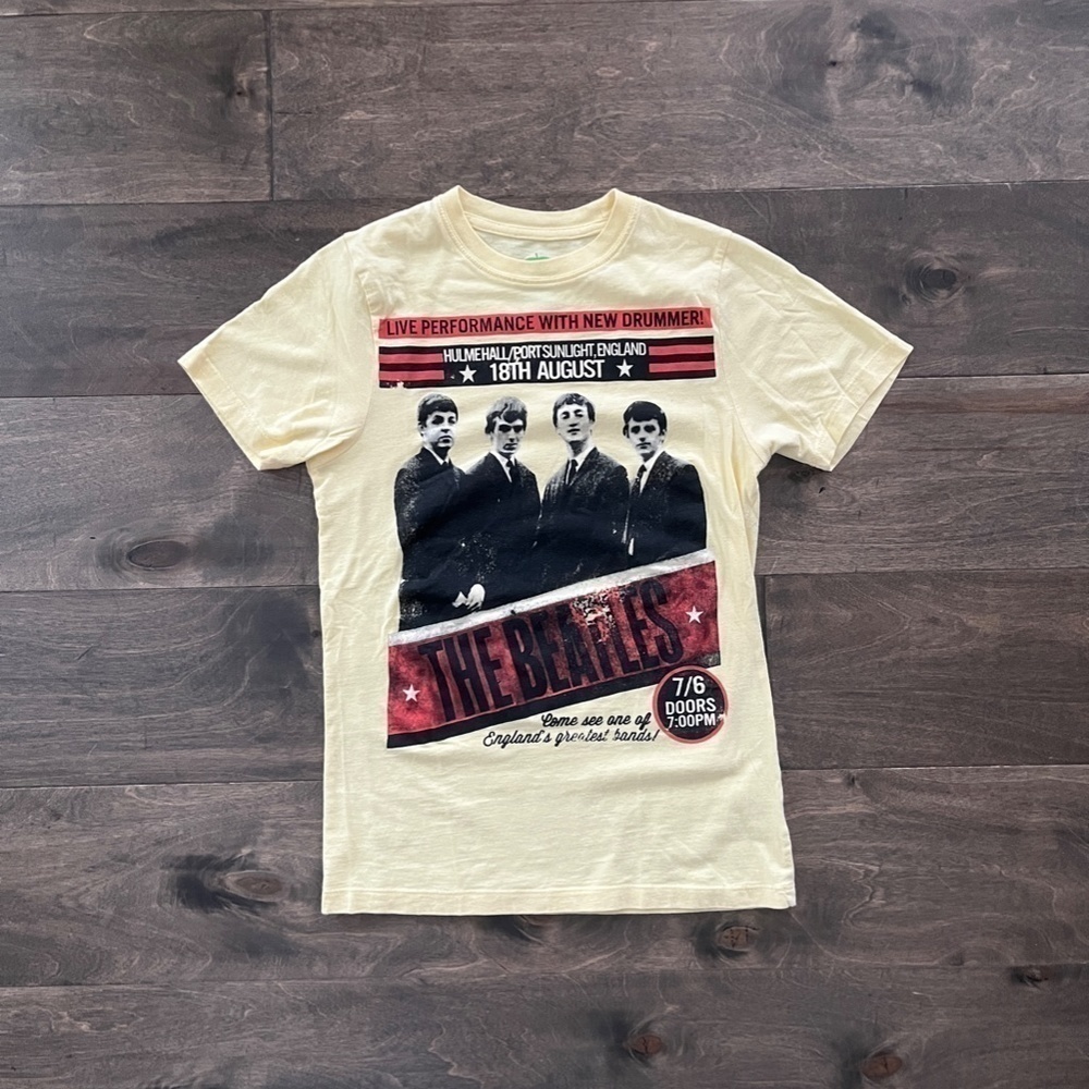 THE BEATLES TEE Yellow with Graphic Small Women's Cut